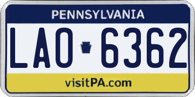 PA license plate LAO6362
