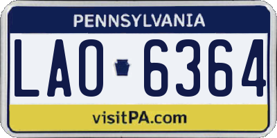 PA license plate LAO6364