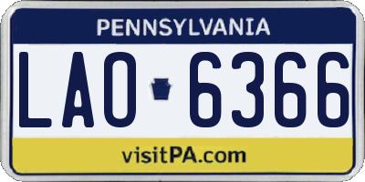 PA license plate LAO6366