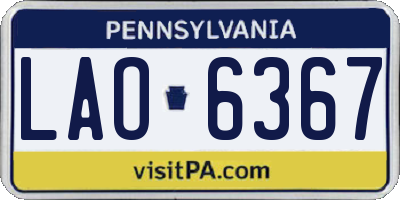 PA license plate LAO6367
