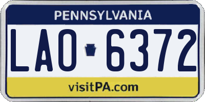 PA license plate LAO6372
