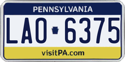PA license plate LAO6375