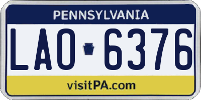 PA license plate LAO6376