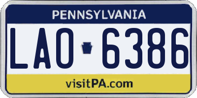 PA license plate LAO6386