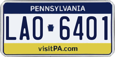 PA license plate LAO6401