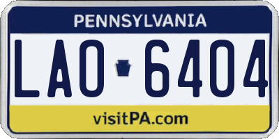 PA license plate LAO6404