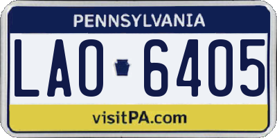 PA license plate LAO6405