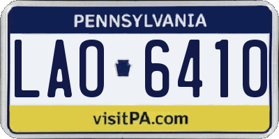 PA license plate LAO6410