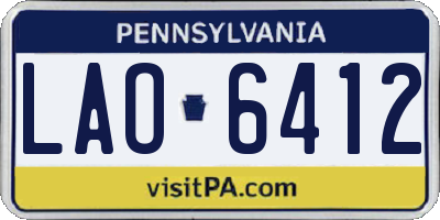 PA license plate LAO6412