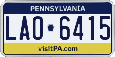 PA license plate LAO6415