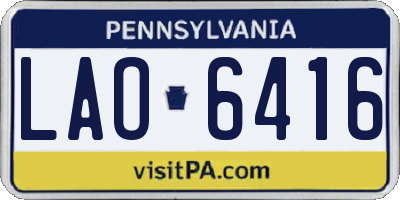 PA license plate LAO6416