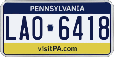PA license plate LAO6418