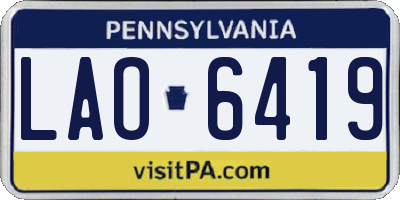 PA license plate LAO6419