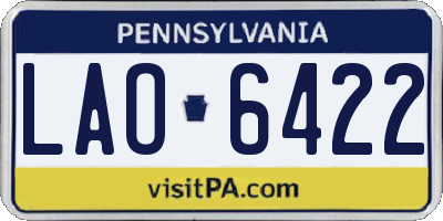 PA license plate LAO6422