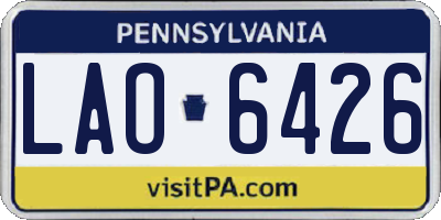 PA license plate LAO6426