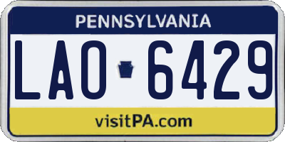 PA license plate LAO6429