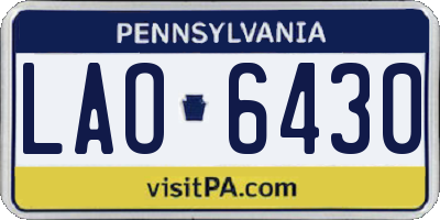 PA license plate LAO6430