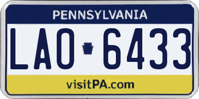 PA license plate LAO6433