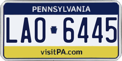 PA license plate LAO6445