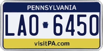 PA license plate LAO6450