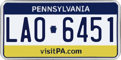 PA license plate LAO6451
