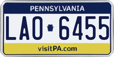 PA license plate LAO6455