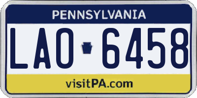 PA license plate LAO6458