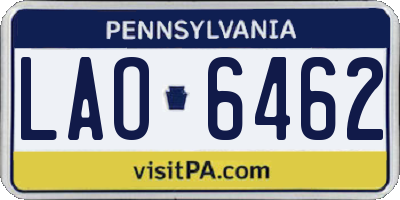 PA license plate LAO6462