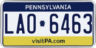 PA license plate LAO6463