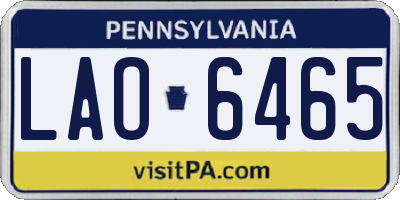 PA license plate LAO6465
