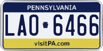 PA license plate LAO6466