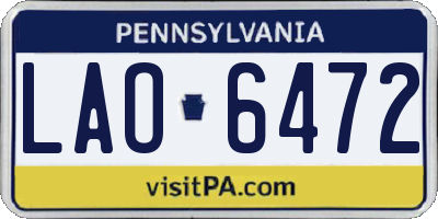 PA license plate LAO6472