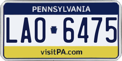 PA license plate LAO6475