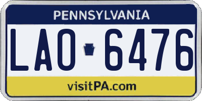 PA license plate LAO6476