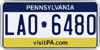 PA license plate LAO6480