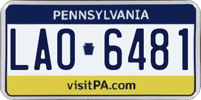 PA license plate LAO6481