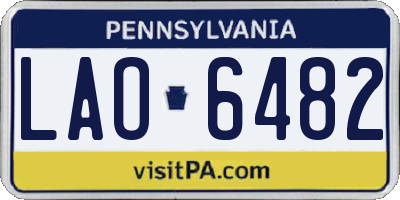 PA license plate LAO6482