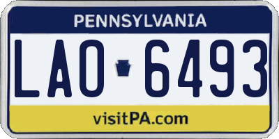 PA license plate LAO6493