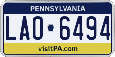 PA license plate LAO6494