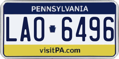 PA license plate LAO6496