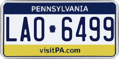 PA license plate LAO6499