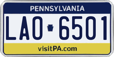 PA license plate LAO6501
