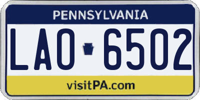 PA license plate LAO6502