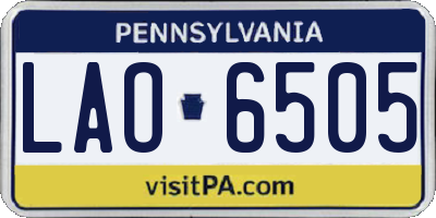 PA license plate LAO6505