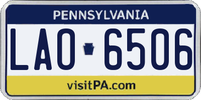PA license plate LAO6506