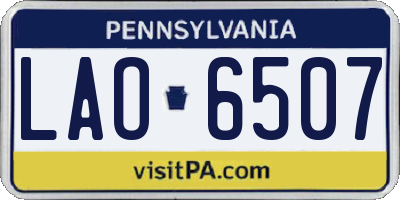 PA license plate LAO6507