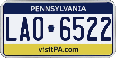 PA license plate LAO6522