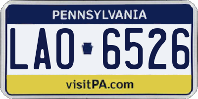 PA license plate LAO6526