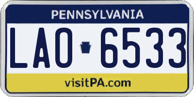 PA license plate LAO6533