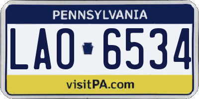 PA license plate LAO6534